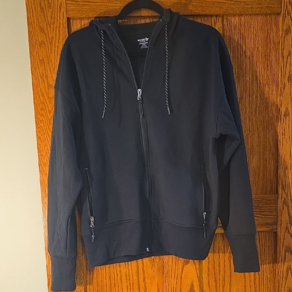 Old Navy Dynamic Fleece Black Zip-Up Hoodie Large Tall